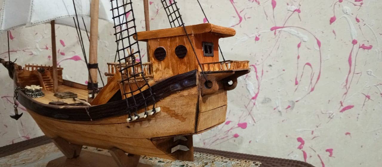 Sailing Ship Model handmade (Length: Approximately 20 inches) 5