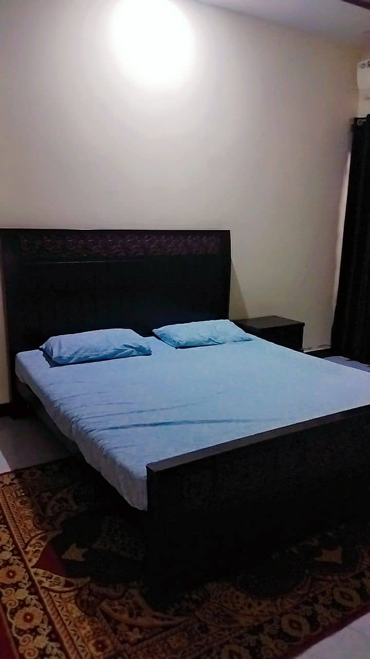 Double Bed with Mattress and Side Table 1