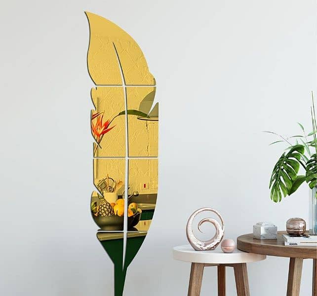 Leaf Shaped Wall Mirror, Golden 0