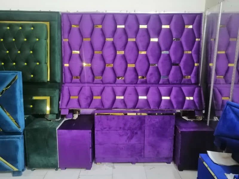 Brand new poshish brass bed set in velvet fabric stuff 6