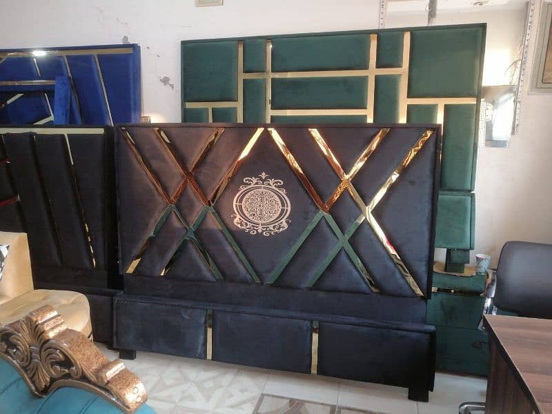 Brand new poshish brass bed set in velvet fabric stuff 8