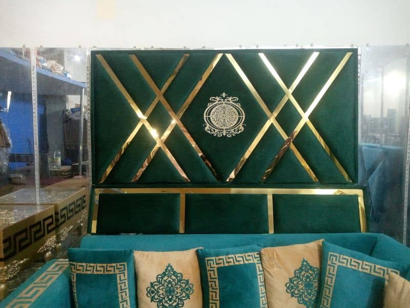 Brand new poshish brass bed set in velvet fabric stuff 19