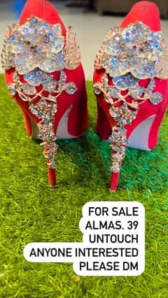 Almas heels shoes brand new red colour size 39 & Almas grey heels 39 .