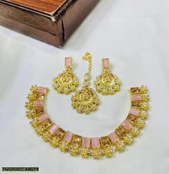 Artificial Golden colour unique jewellery set 0