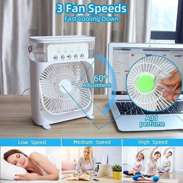 Portable Air Conditioner Fan: Usb Electric Fan With Led Night Light, 2