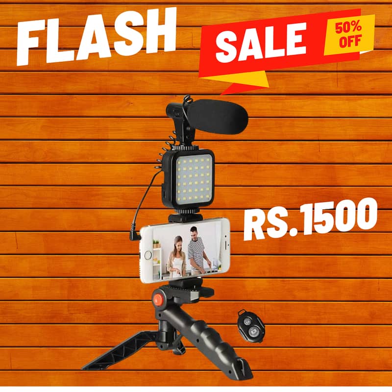 Vlogging Kit With Tripod LED Video Light or k6 mics available 0