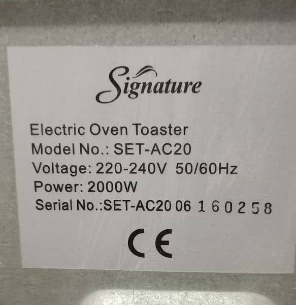 Signature Oven used for baking condition 8/10Cobtact No 03004045635 4