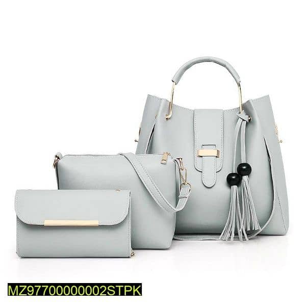 3 pcs women's beautiful pu leather shoulder bag 0