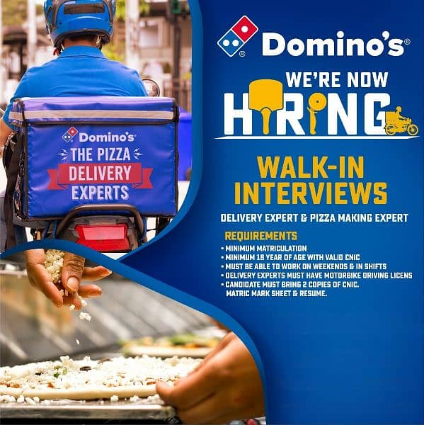 Hiring Pizza Maker and Delivery Riders 0