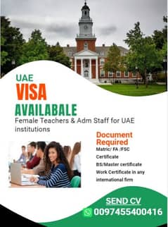 Female Teachers & Adm Staff for UAE institutions( Online n In person)
