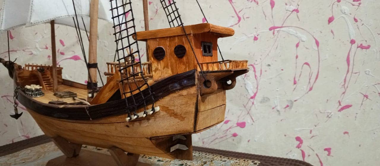 TABLE WITH Sailing Ship Model 3