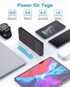 Power Bank 10000mAh, Slim Small But Strong External Cell Phone Batter