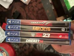 cricket 24, wwe 2k23, spiderman, farcry 6   and takken 7