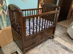 Baby Cot | Superb Conditon | Wooden w/ Tyres and Mattress | 0