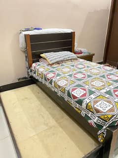 Single bed with under bed and mattress