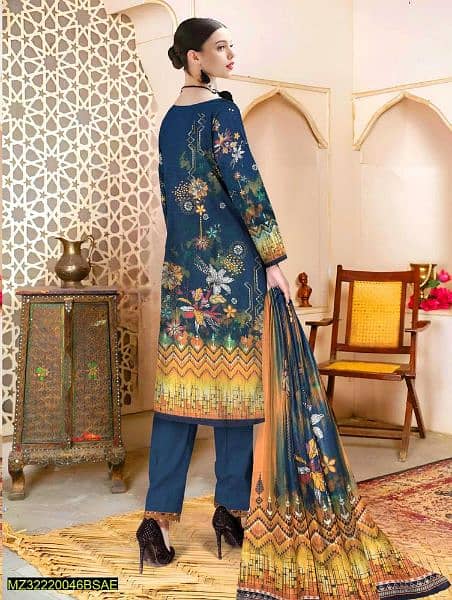 3 pcs women's Unstitched lawn embroidered suite 3