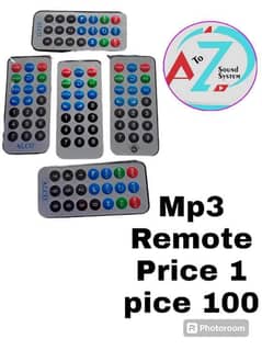 Mp3 remote  1 pice price 100 A TO Z SOUND SYSTEM contact & Whatsapp n 0