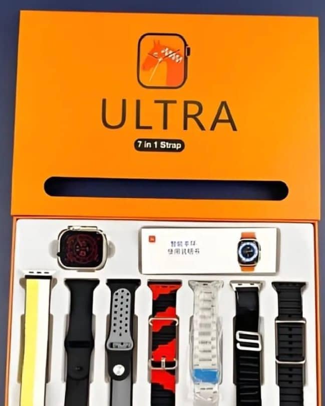 7 In 1 Ultra Smart Watch With 7 Strap's And Wearlees Charging Bluetoot 1