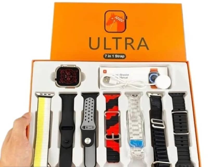 7 In 1 Ultra Smart Watch With 7 Strap's And Wearlees Charging Bluetoot 2