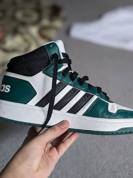 Adidas Hoops 2.0 Mid Men’s Basketball Shoes Pine Green White FW5995 0