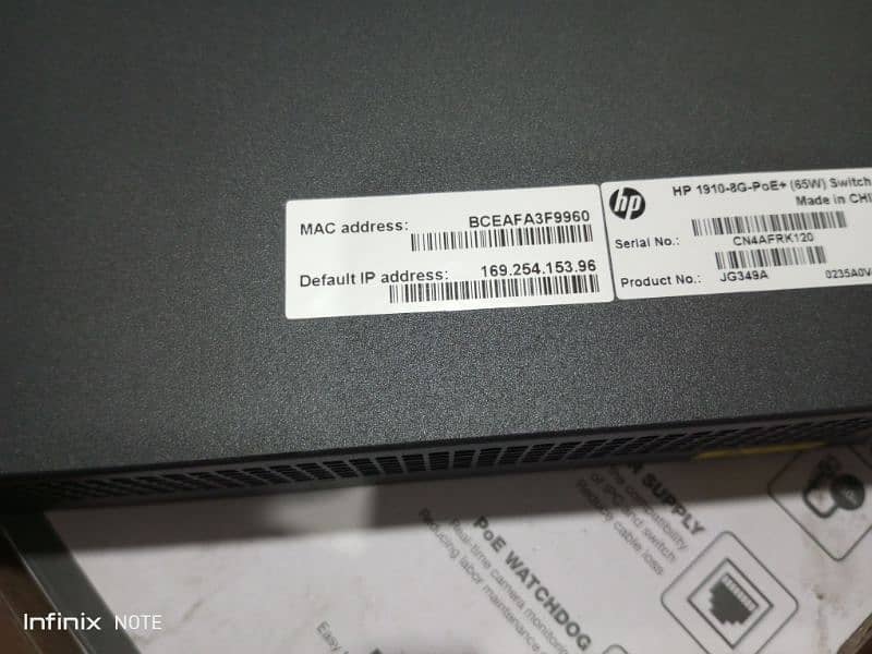 HP giga POE switch (HP 1910-8G-poe) 0