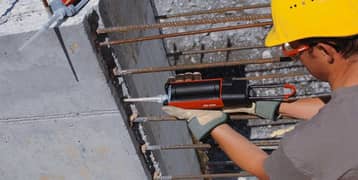 Epoxy Grouting of Steel Rebars & Chemical Anchors.