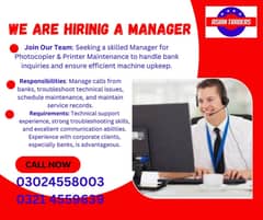 Manager Required For Customer Services and Stock Handling Job for Men