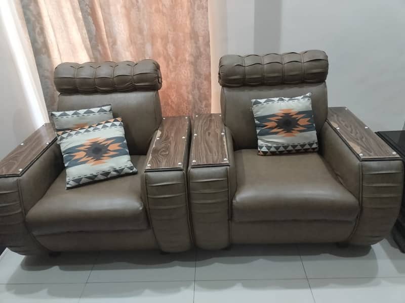 Sofa set / 5 seater sofa / leather sofa / wooden sofa / side tables 1