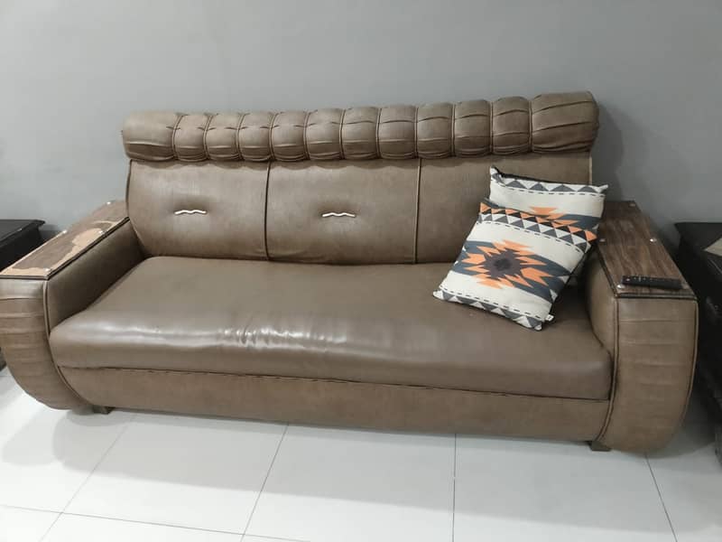 Sofa set / 5 seater sofa / leather sofa / wooden sofa / side tables 0