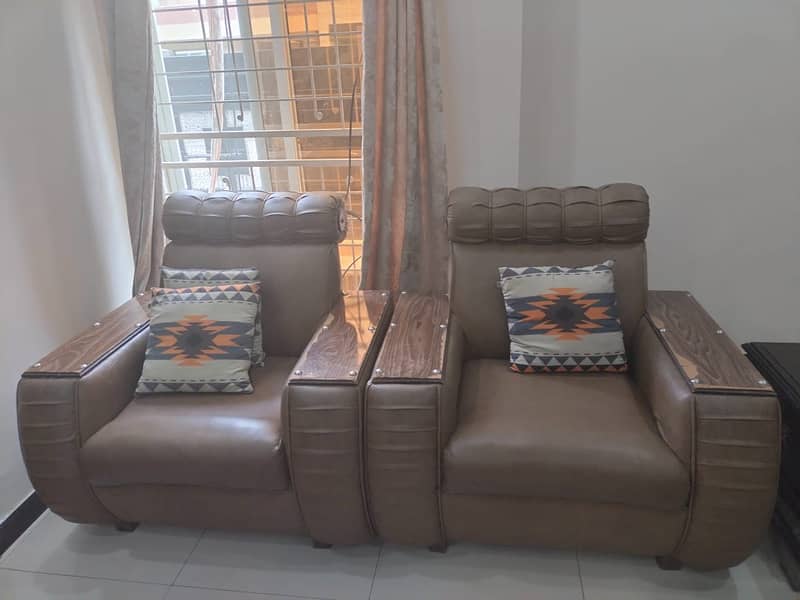Sofa set / 5 seater sofa / leather sofa / wooden sofa / side tables 5