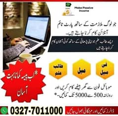 Boys/Girls Online job available,Part time/Data Entry/Typing/Assignment