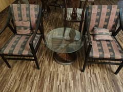 Set of 3 center tables with 4 seater chair set 0