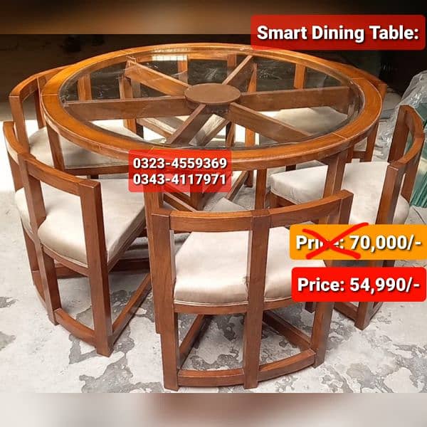 Smart dining table/round dining table/4 chair/6 chair/dining table 6