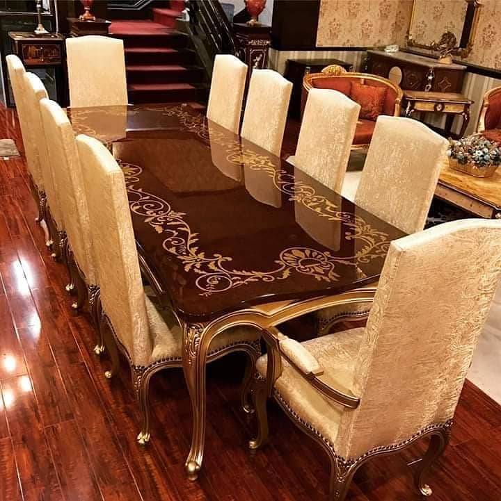 Dining table / 4 to 12 Chairs / wooden / Glass top / Luxury /All type 2