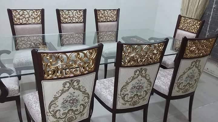 Dining table / 4 to 12 Chairs / wooden / Glass top / Luxury /All type 3