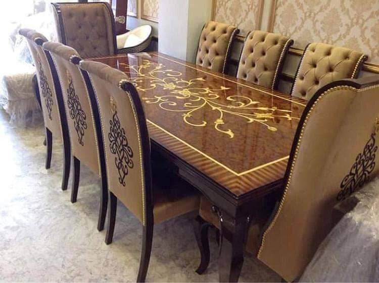 Dining table / 4 to 12 Chairs / wooden / Glass top / Luxury /All type 7
