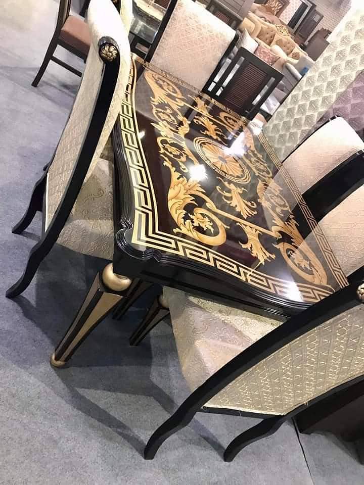 Dining table / 4 to 12 Chairs / wooden / Glass top / Luxury /All type 10