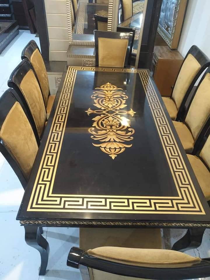Dining table / 4 to 12 Chairs / wooden / Glass top / Luxury /All type 11