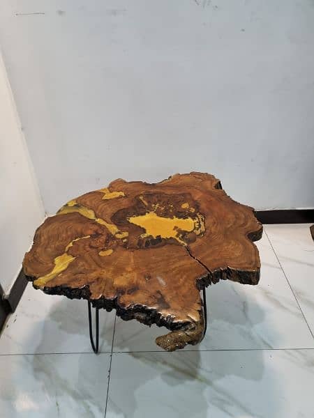 Wooden Table , Centre Table , Live Edge Resin Table 0