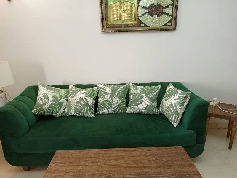 7 seater sofas  with centre tables. green colour sofa set 0