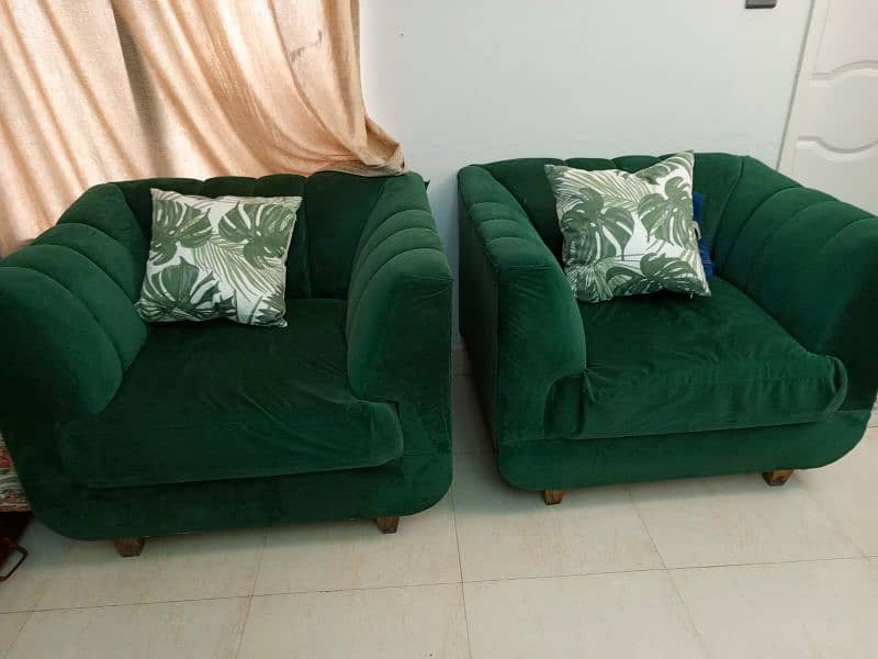 7 seater sofas  with centre tables. green colour sofa set 1