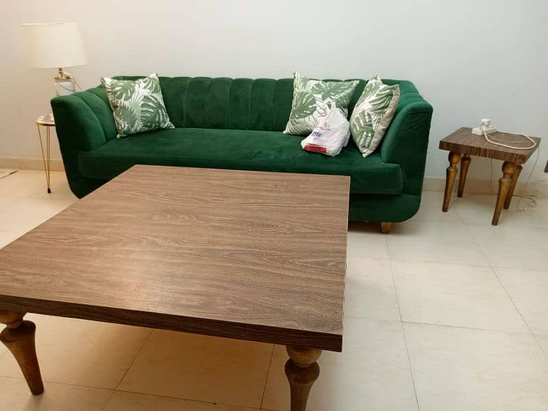 7 seater sofas  with centre tables. green colour sofa set 3