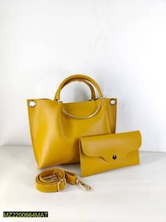 2pcs ladies imported leather plained hand bag