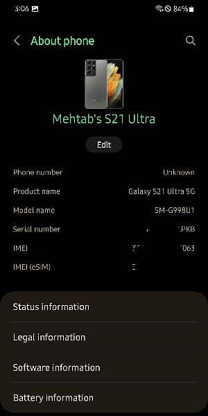 Samsung S21 ultra 5G 7