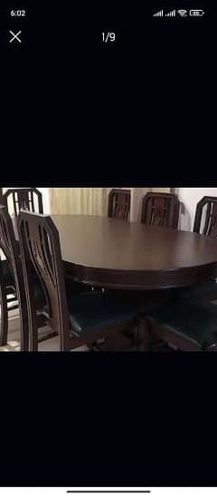 Pure Wood Dining Table with 8 Chairs for Sale