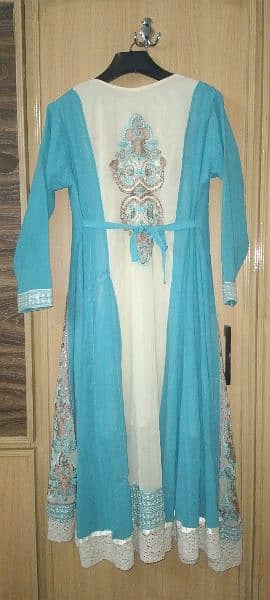 Blue and cream flare frock ready to wear with belt 10