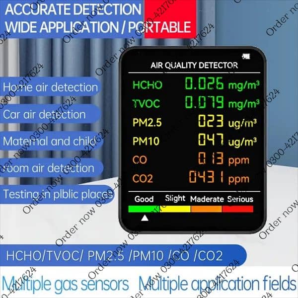 9 In 1 Air Quality Detector Humidifier PM2.5 PM10 HCHO TVOC CO CO 1