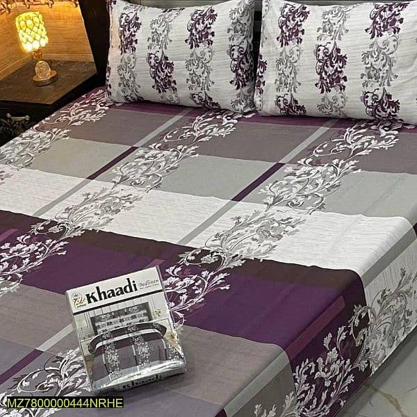 3 pcs cotton printed double bedsheet 0