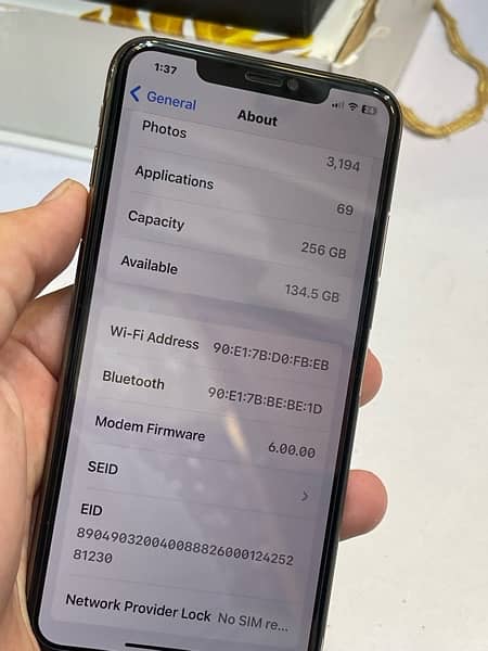 (fix price) iphone xs max 256gb official pta approved dual sim 86% BH 10