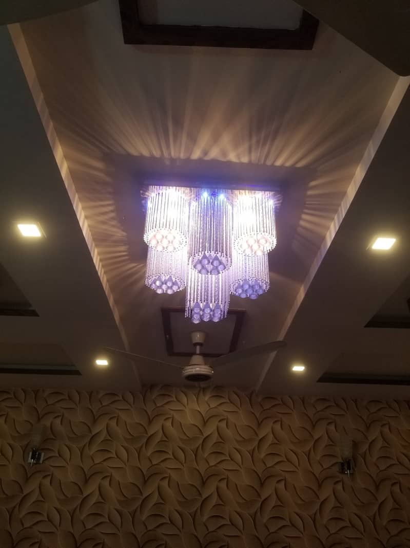 Beautiful huge chandlier with remote multi colour lights 11